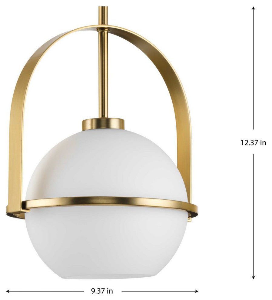 Delayne Collection 12.37" 1-Light Brushed Bronze Etched Opal Pendant Light