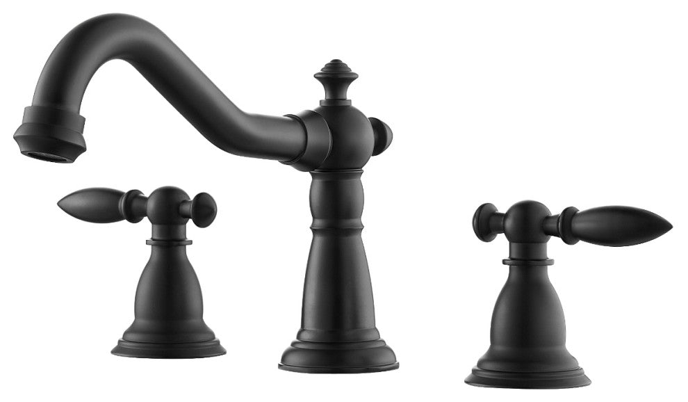 Corella Widespread Bathroom Basin Sink Faucet, Matte Black
