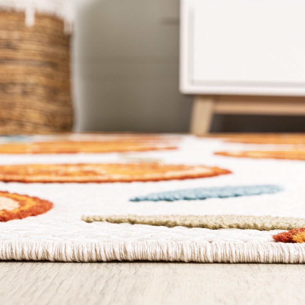Aranciata Citrus Slice High-Low Indoor/Outdoor Area Rug, Orange/Cream, 2 X 8