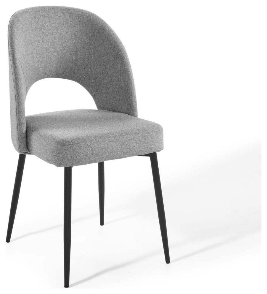 Rouse Dining Side Chair Upholstered Fabric Set of 2-Black Light Gray