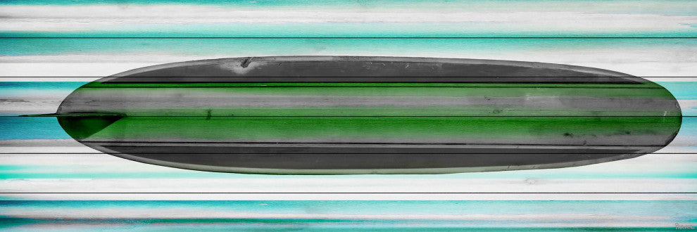 "Surf Board" Print on White Wood, 60"x20"