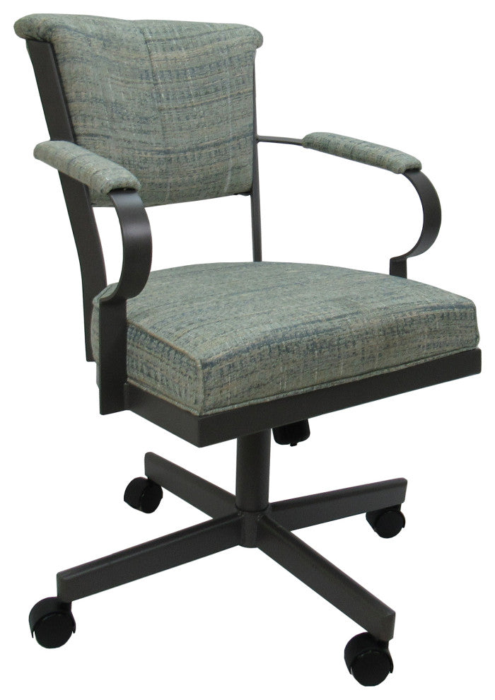 Miami Swivel Metal Dining Caster Chair - Reading Base, Watusi Aquatint, Gray