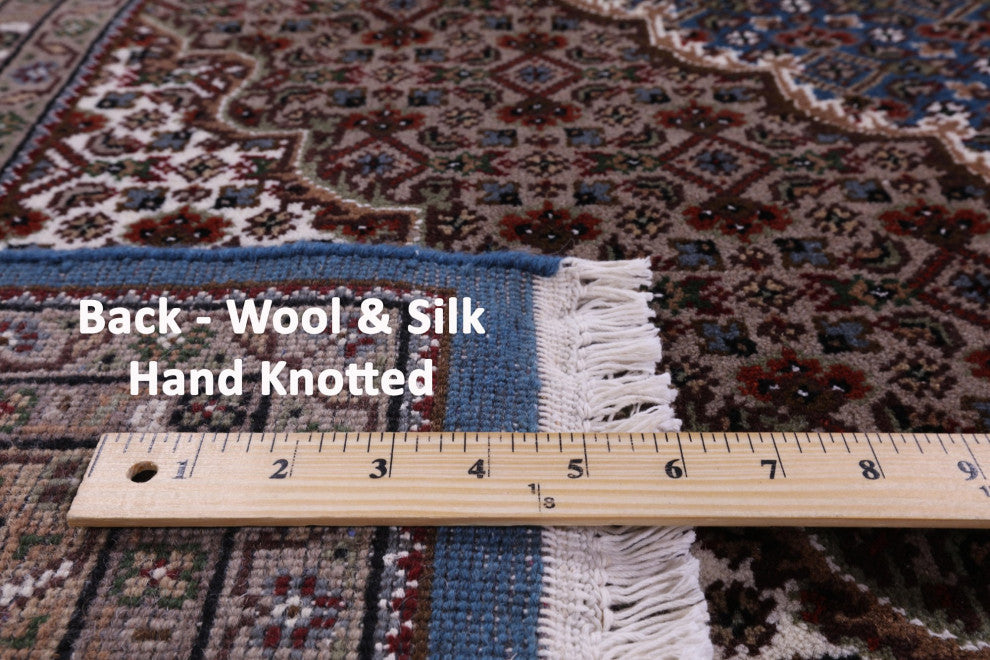 8' 0" X 10' 2" Wool and Silk Persian Tabriz Handmade Rug Q8909