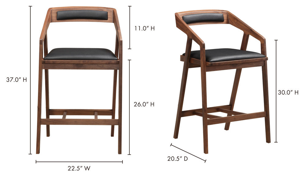 Mid - Century Modern Padma Counter Stool Black - Brown