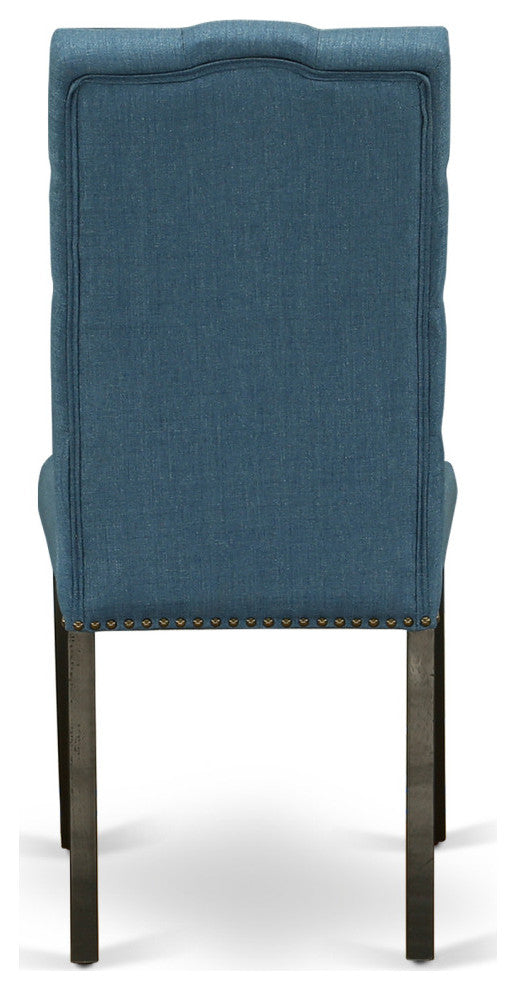 Elsa Parson Chair With Black Leg And Blue Color Fabric Color Set of 2