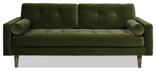 Nicholas 84.5" Mid-Century Modern Sofa, Olive Green Performance Velvet