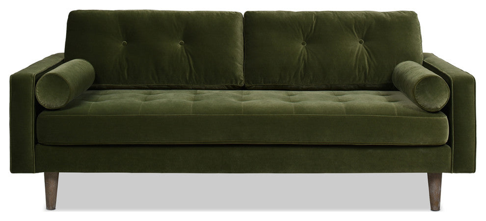 Nicholas 84.5" Mid-Century Modern Sofa, Olive Green Performance Velvet