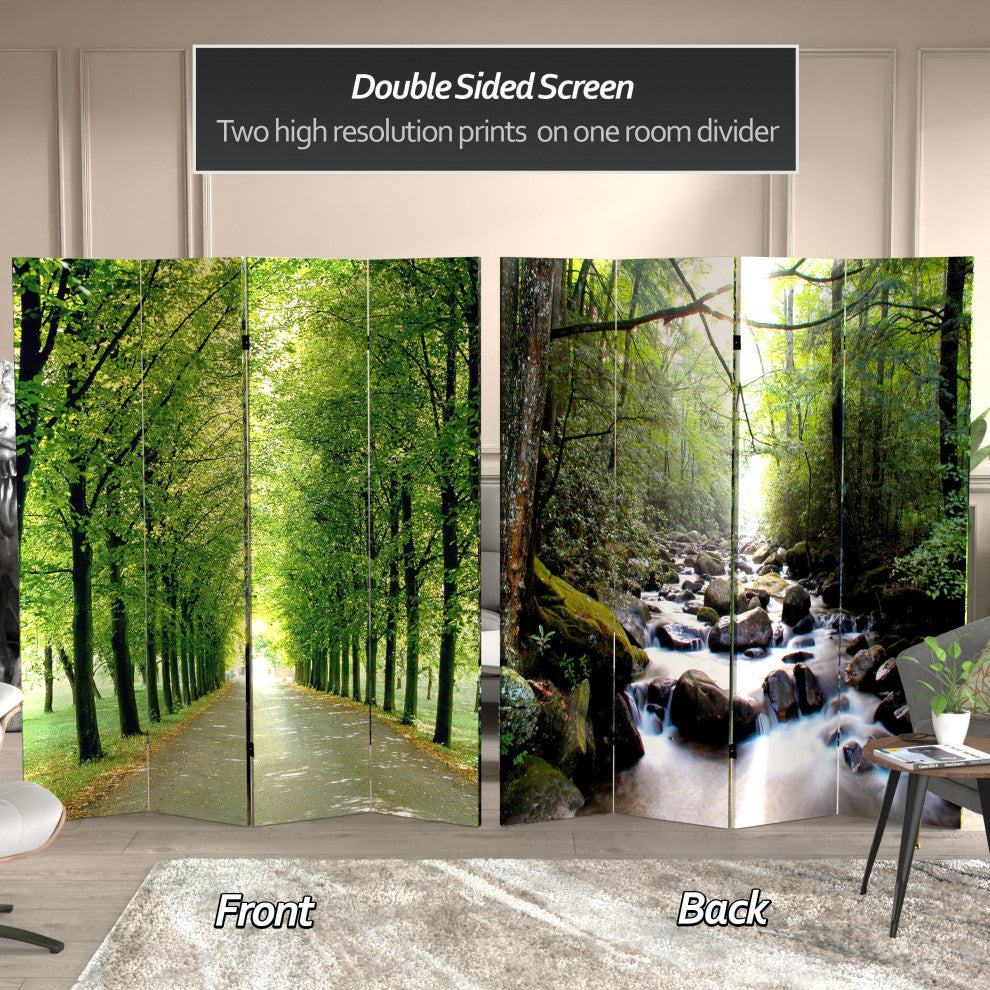 6' Tall Double Sided Path of Life Canvas Room Divider