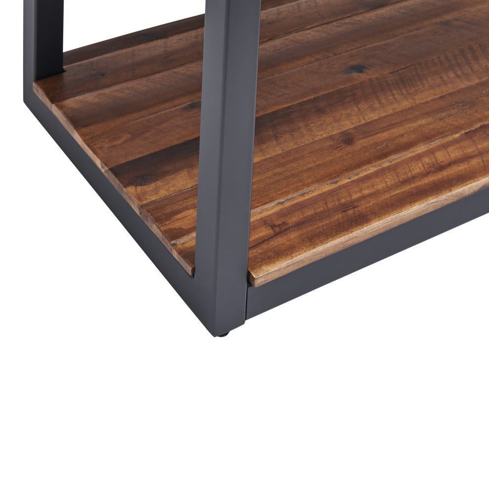 Claremont 43"L Rustic Wood Console Table, Two Drawers and Low Shelf