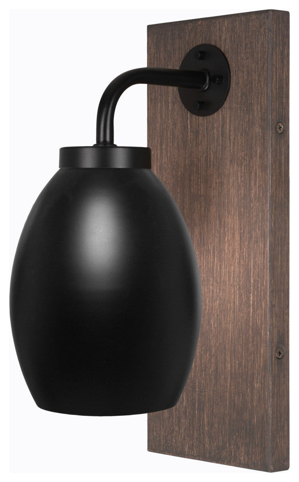 Oxbridge Wall Sconce, Matte Black & Painted Distressed Metal, 5" Shade