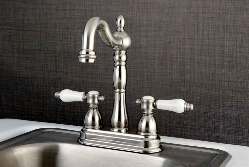 Kingston Brass 4" Centerset Bar Faucet, Brushed Nickel
