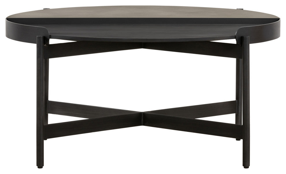 Dua Concrete and Metal Round Modern Coffee Table