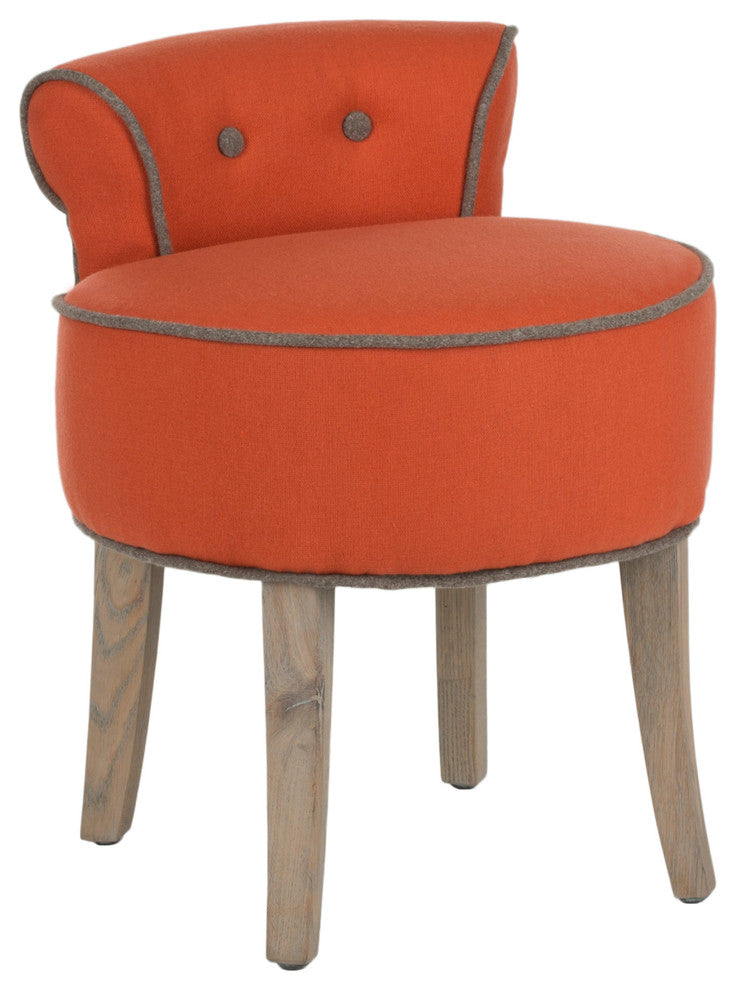 Safavieh Georgia Vanity Stool, Burnt Orange/Distressed Gray/Without Nail Head