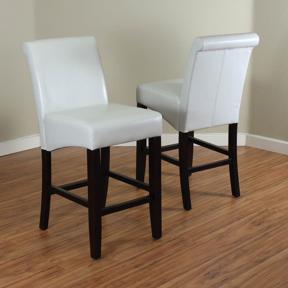 Milan Faux Leather Counter Stools, Set of 2, Cloud Gray
