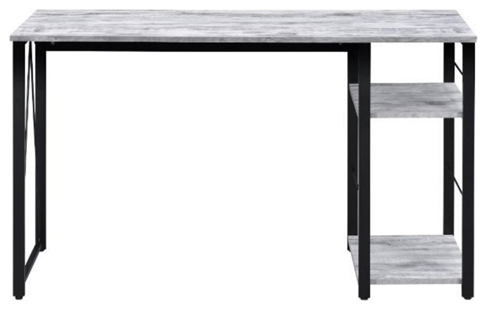 2 Tier Shelf Writing Desk, Antique White and Black