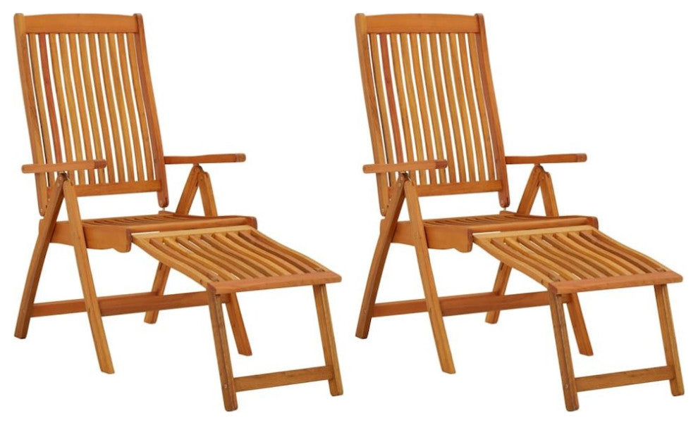 Folding Patio Chairs with Footrests 2 pcs Solid Wood Eucalyptus