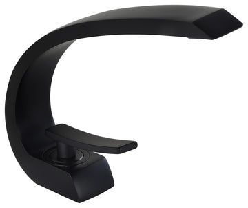 Single Hole 1-Handle Bathroom Sink Faucet Curved Spout with Pop Up Drain, Matte Black