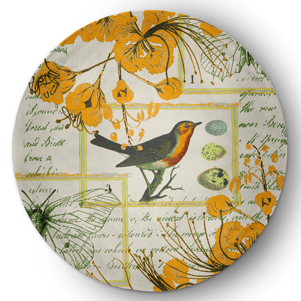 Singing Bird Spring Chenille Rug, Mango, 5' Round