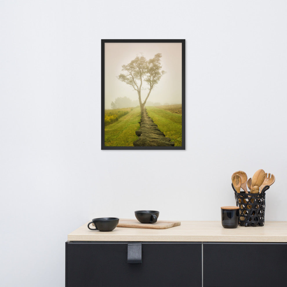 Calming Morning Rural Landscape Framed Photo Paper Wall Art Prints, Black, 18" X 24"