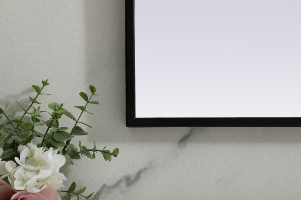 Metal Frame Arch Mirror 36X24 Inch, Black