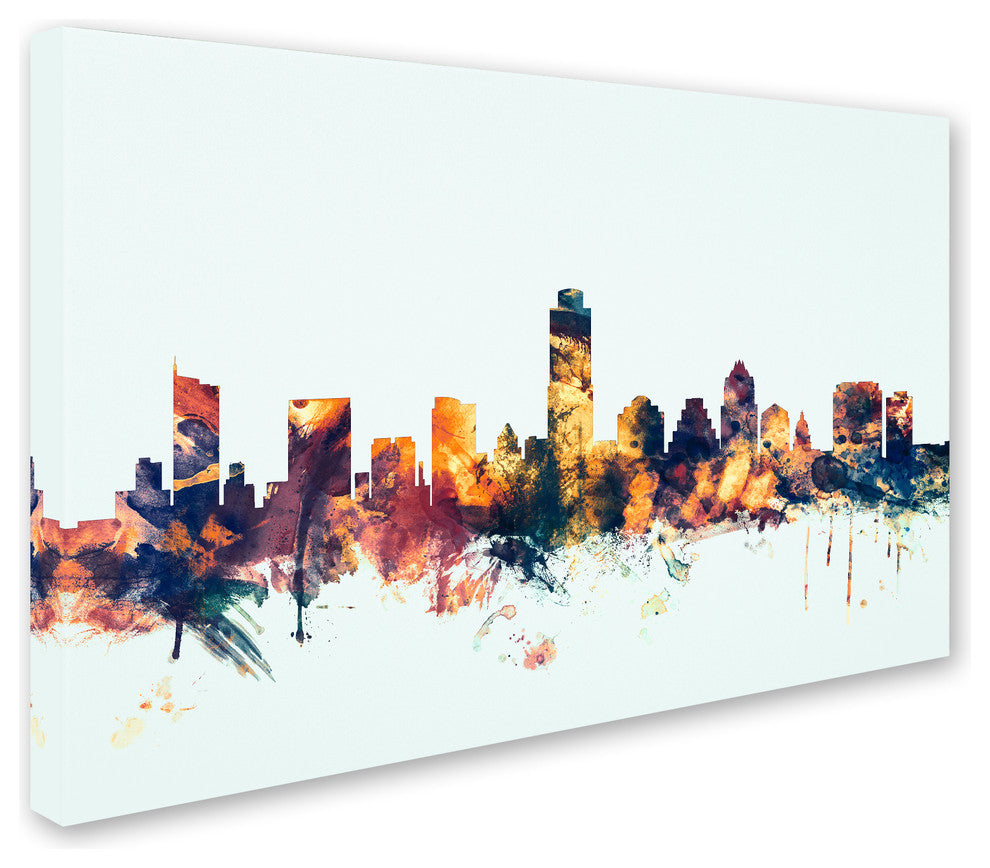 Michael Tompsett ''Austin Texas Skyline Blue'' Canvas Art, 12x19
