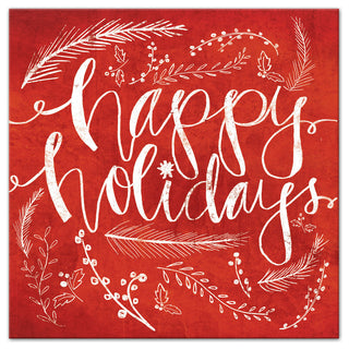Red Happy Holidays Canvas Wall Art, 12"x12"