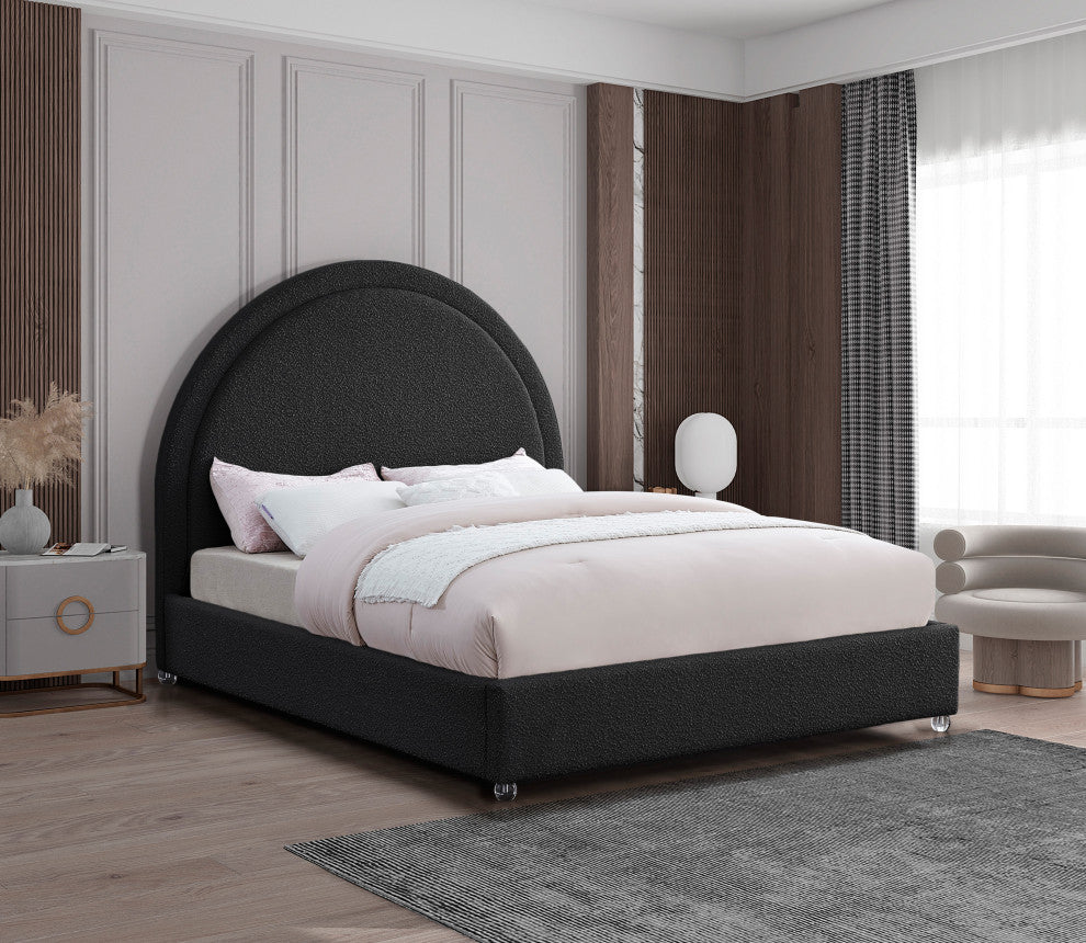 Milo Velvet Upholstered Bed, Black, King
