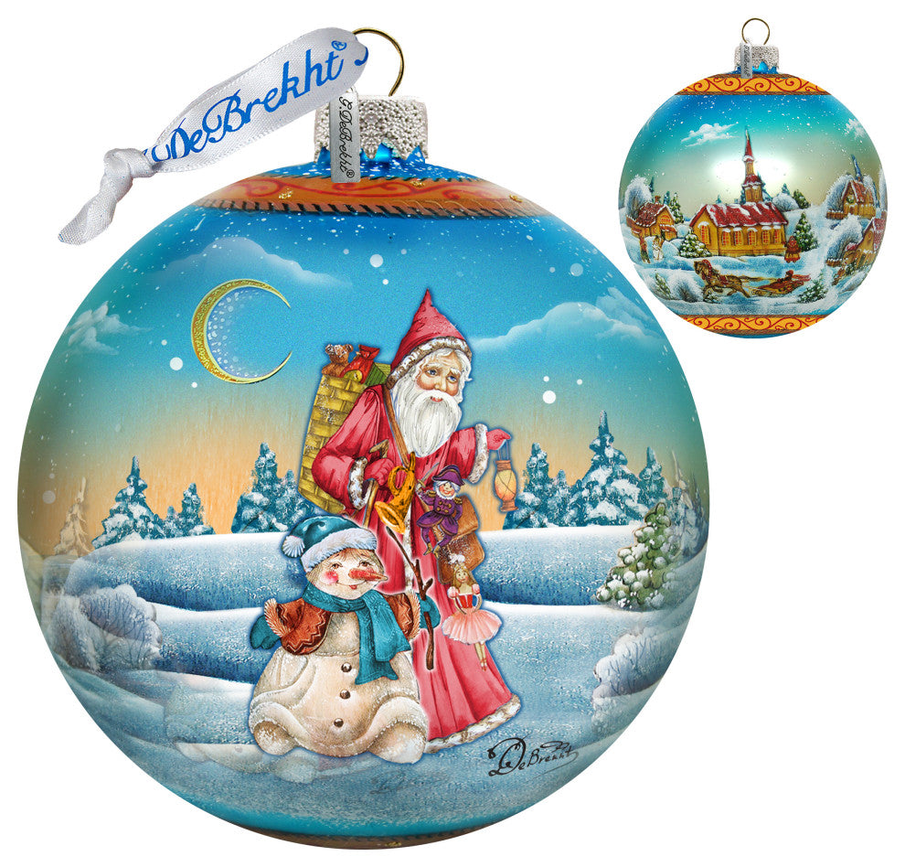 Hand Painted Scenic Glass Ornament Winter Village Christmas Ball