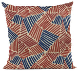 Plutus Red Blue Sketch Abstract Luxury Throw Pillow, 16"x16"