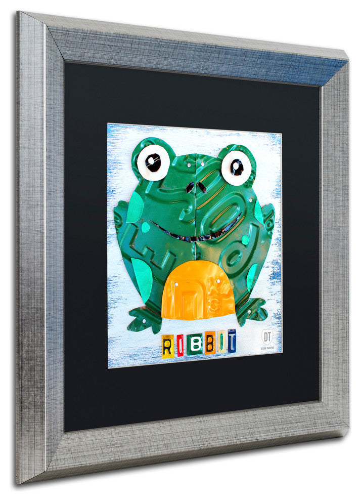 "Ribbit the Frog" Silver Framed Canvas Art by Design Turnpike