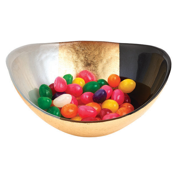 Badash KM736 Oval Gold,Black And White Glass Serving Centerpiece Bowl