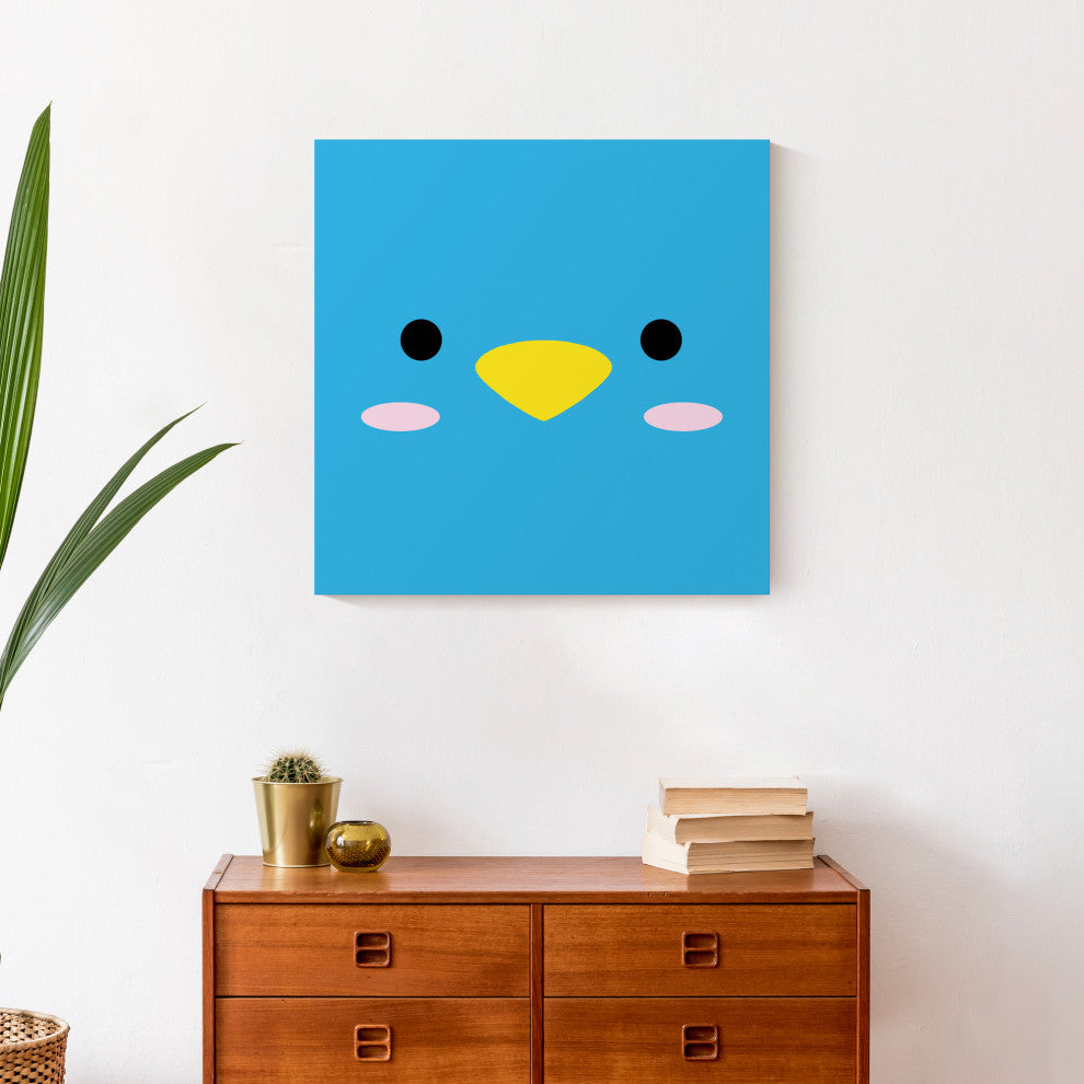 Blue Bird Face 20x20 Canvas Wall Art