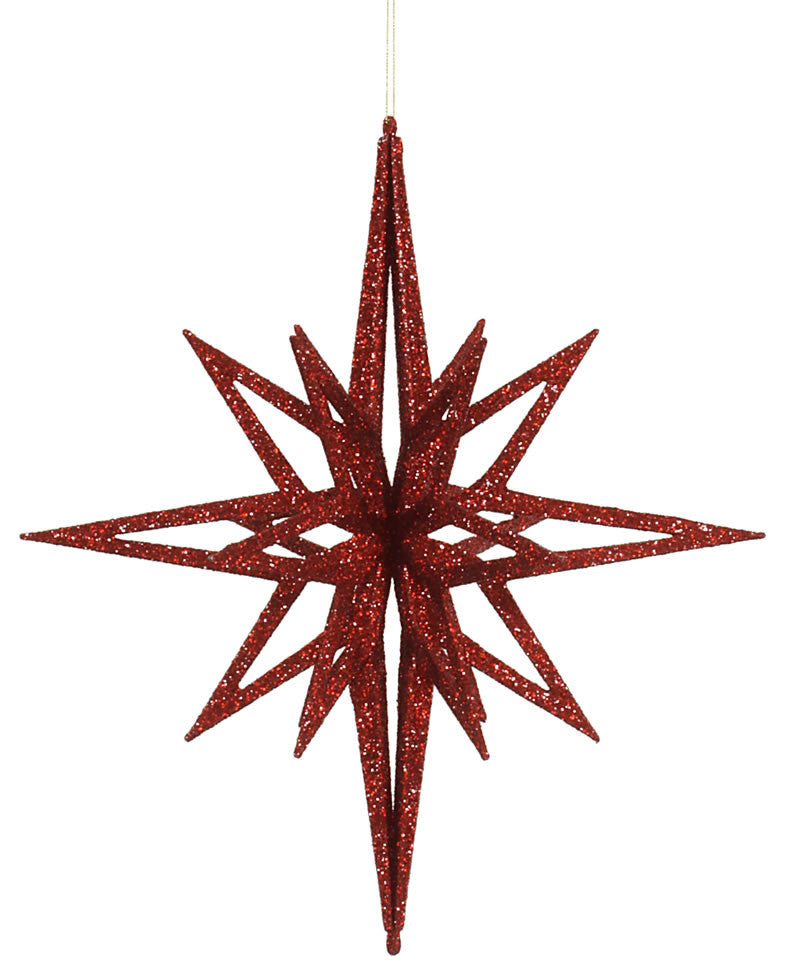 16" Red 3D Glitter Star