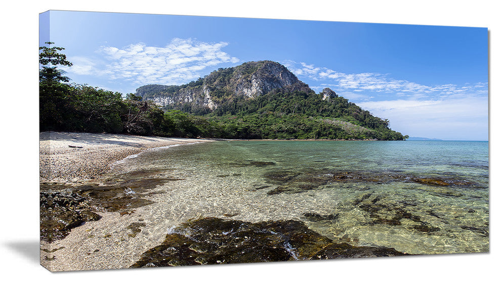 Koh Mook Coast Line, Modern Seashore Canvas Wall Art, 32"x16"