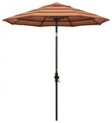 7.5' Bronze Collar Tilt Lift FiberglassRibAluminumUmbrella, Ast Sunset Sunbrella