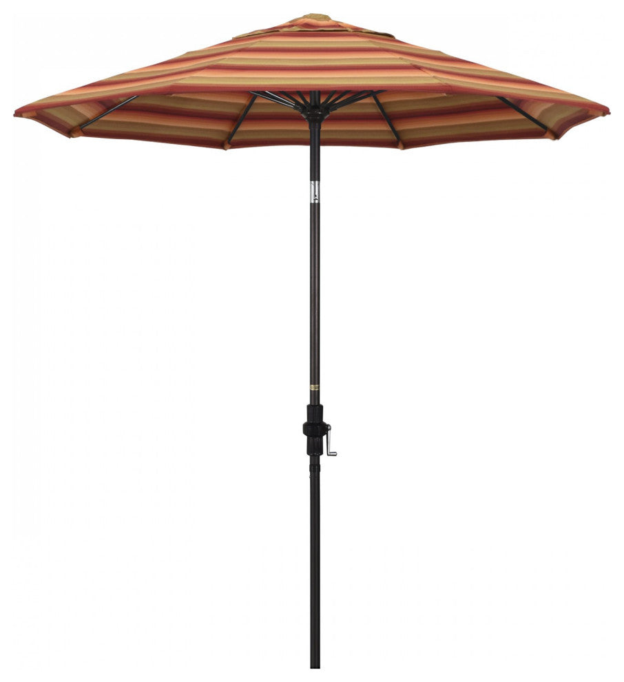 7.5' Bronze Collar Tilt Lift FiberglassRibAluminumUmbrella, Ast Sunset Sunbrella
