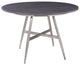 Soleil Contemporary Dining Table, Brushed Stainless Steel and Gray Walnut Top