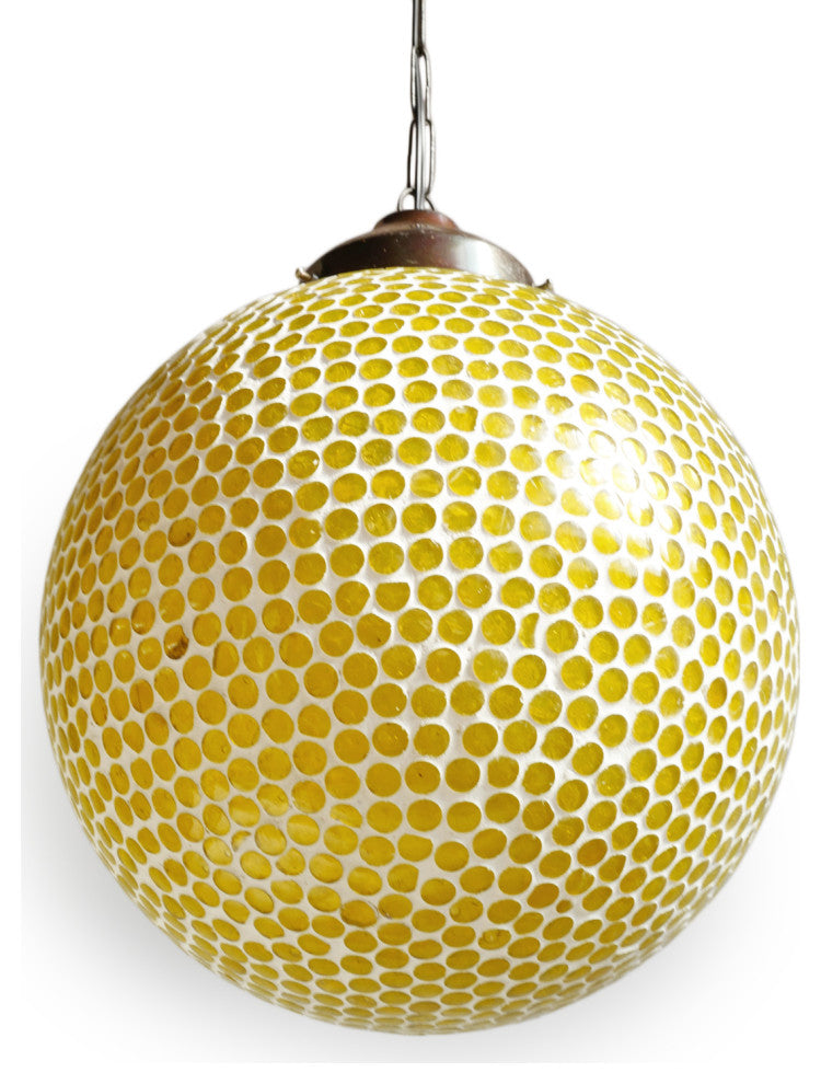 Yellow Mosaic Globe Pendant, Small