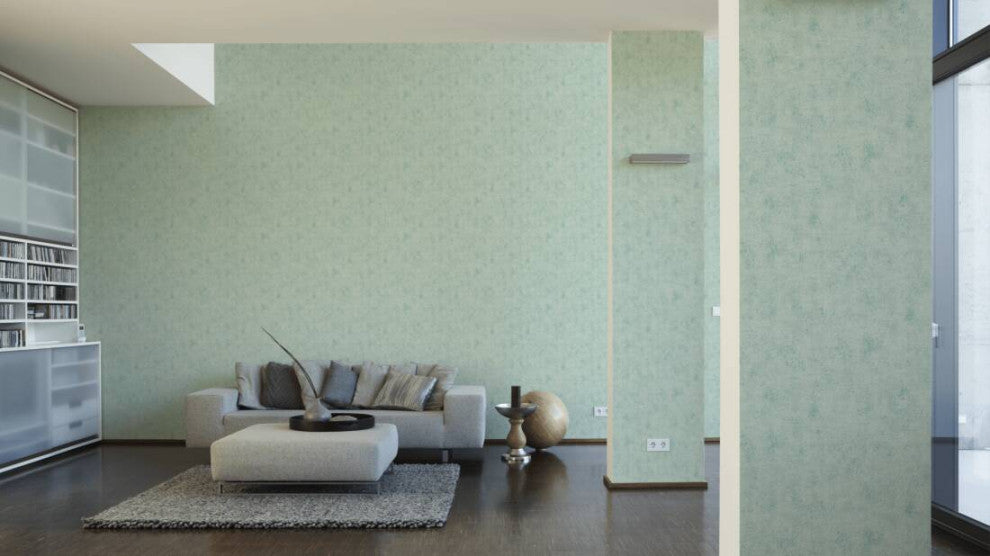 Plain Textured Wallpaper, Random Grainy Spots, 374168, Green Blue, 1 Roll