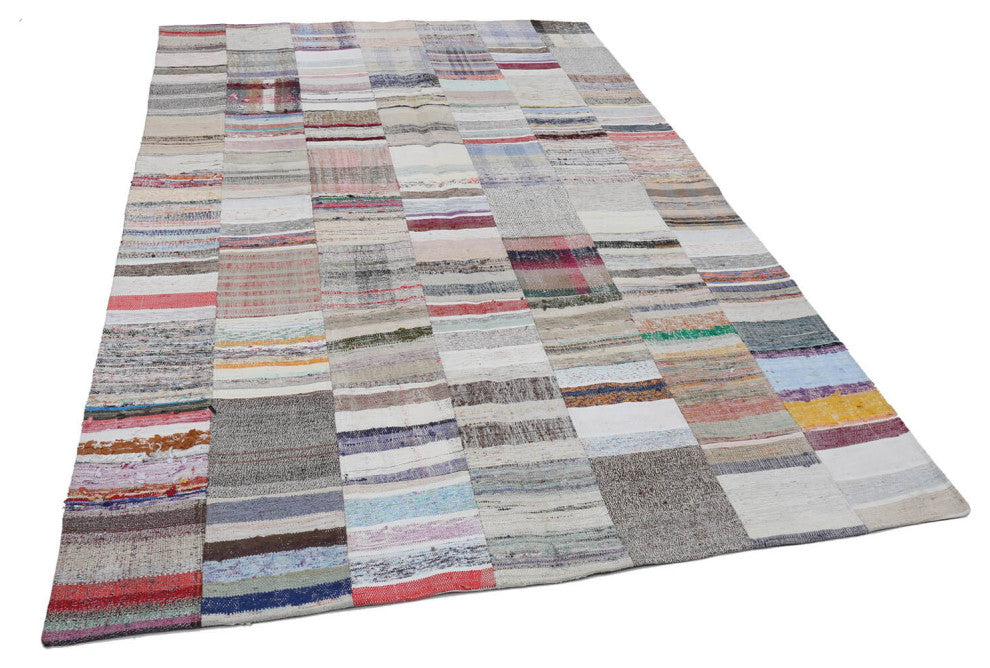 Rug N Carpet - Handmade Turkish 6' 7'' x 9' 10'' Vintage Patchwork Kilim Rug