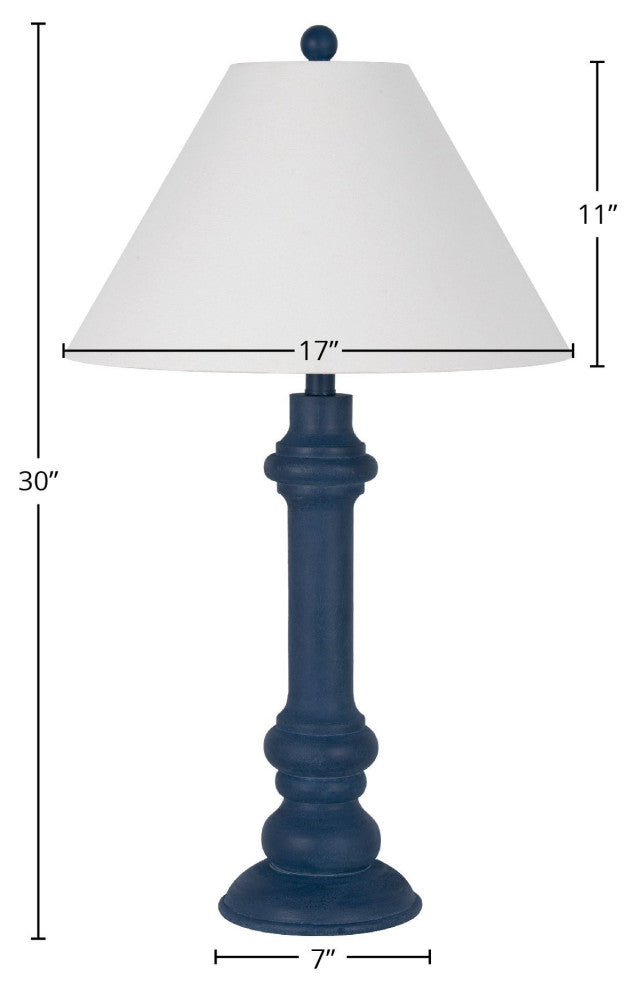 Polyresin 30" Table Lamp with Linen Shade, Navy (Set of 2)