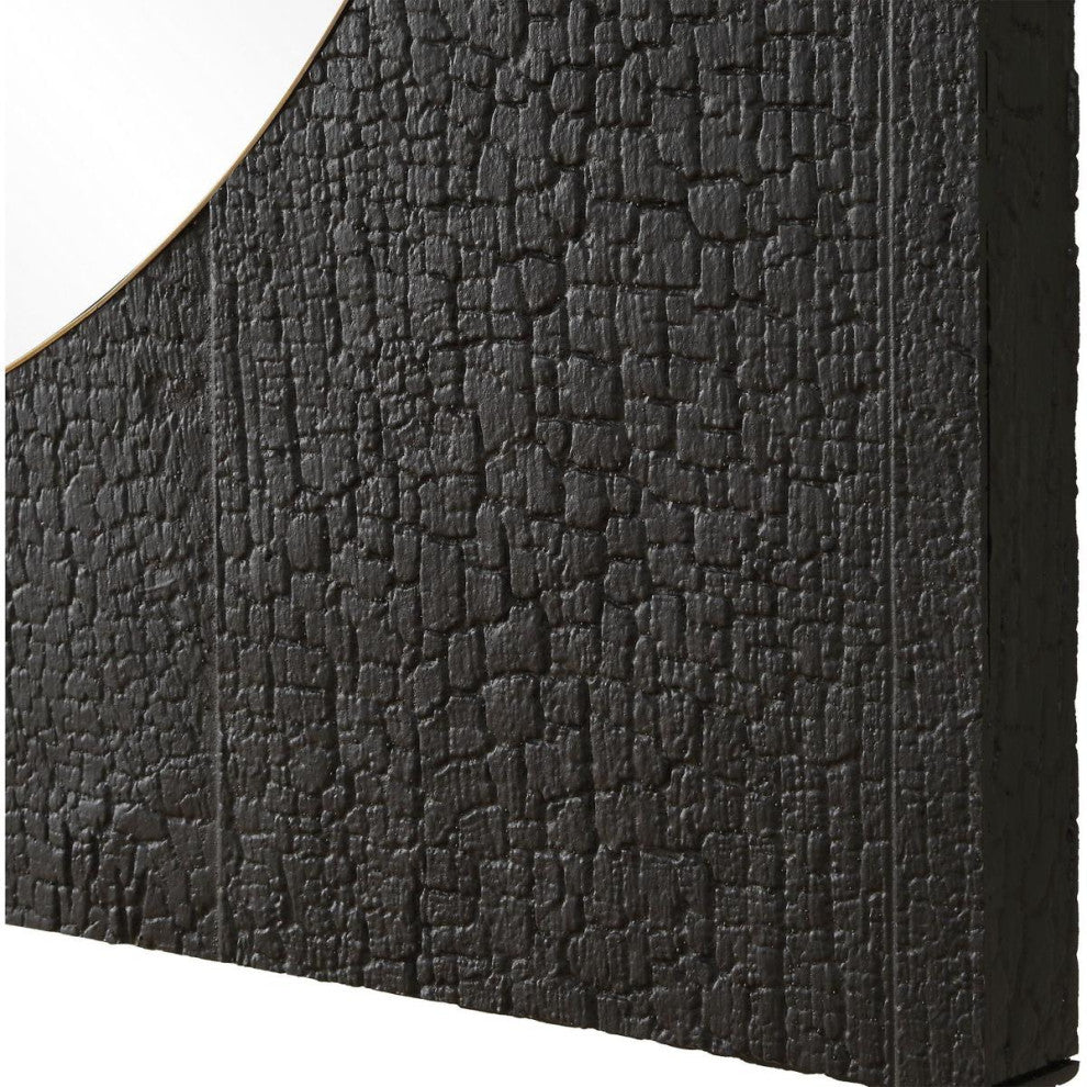 Ember Wall Mirror, Black and Plated Brass