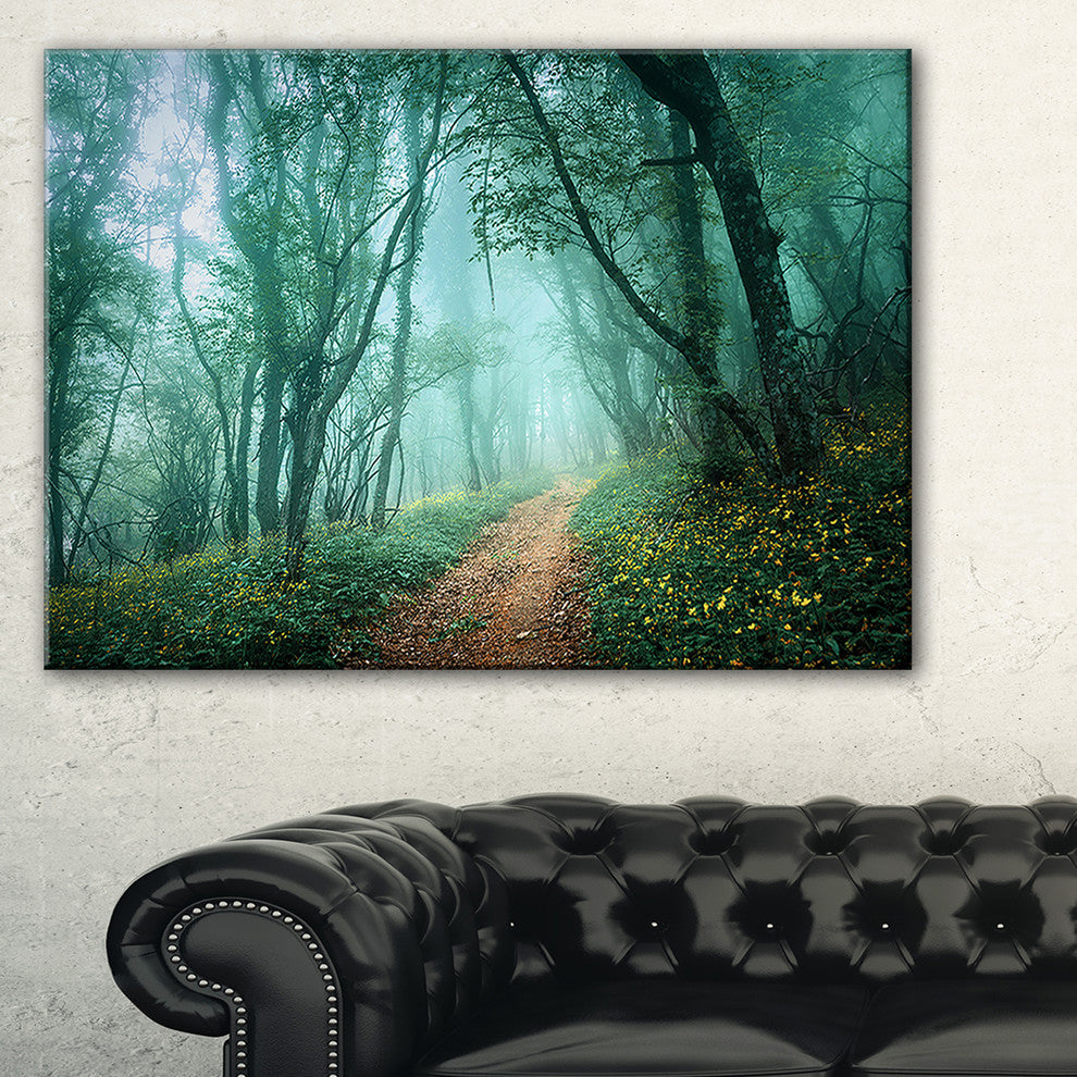"Light Green Mystical Fall Forest" Photograph Print, 40"x20"