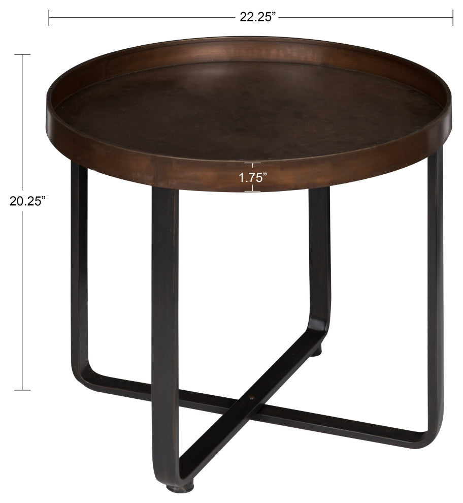Kate and Laurel Zabel Round Metal End Table, Bronze and Black
