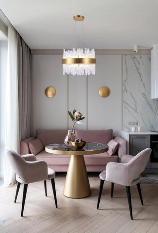 Matte Gold Chandelier With Glass Rods