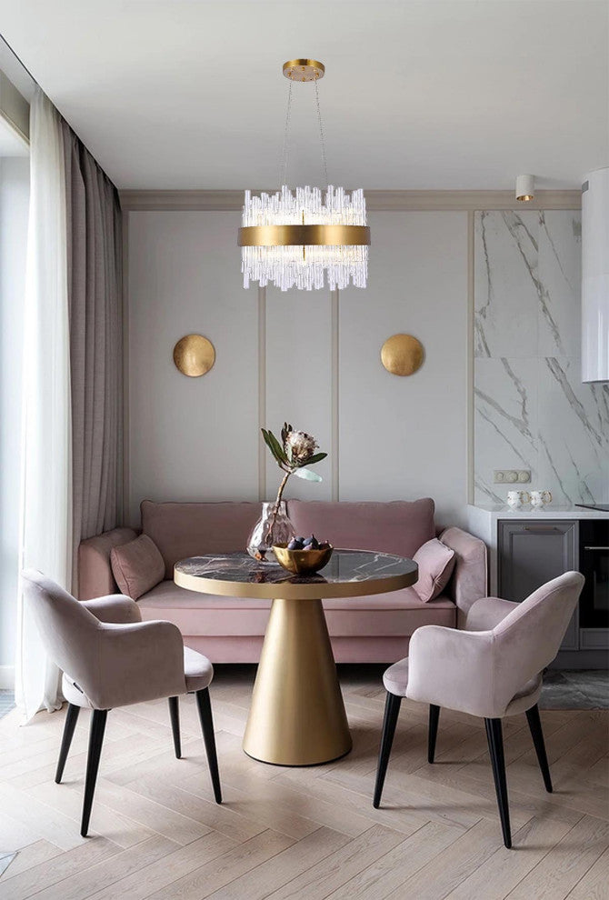 Matte Gold Chandelier With Glass Rods