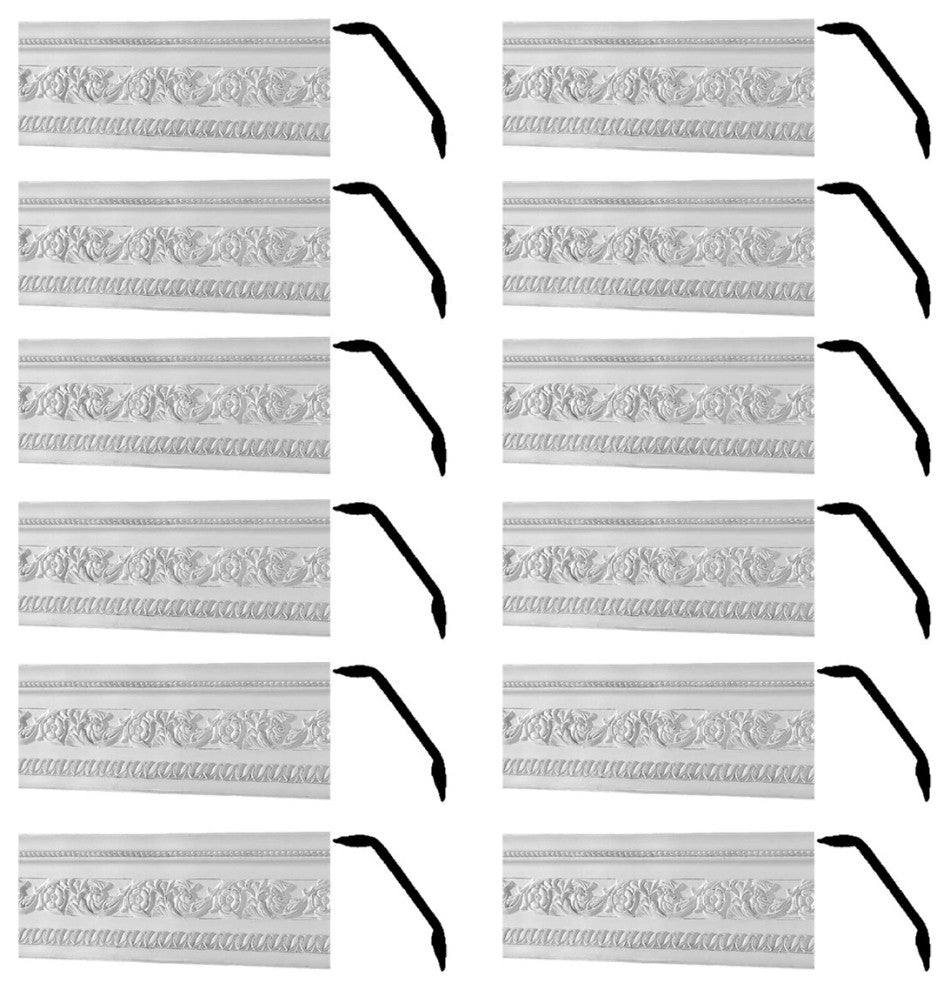 Cornice White Urethane Garden Ornate Design 12 Pieces Totaling 946.5" Length