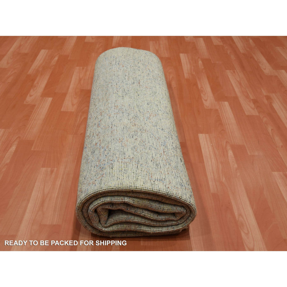 Stone Gray Modern Salt and Pepper Design Pure Wool Hand Knotted Rug, 8'0"x10'2"