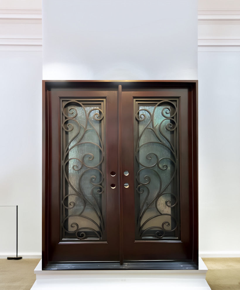 Exterior Front Entry Composite Double Door FRC08, 60"x80", Left Opening Inward