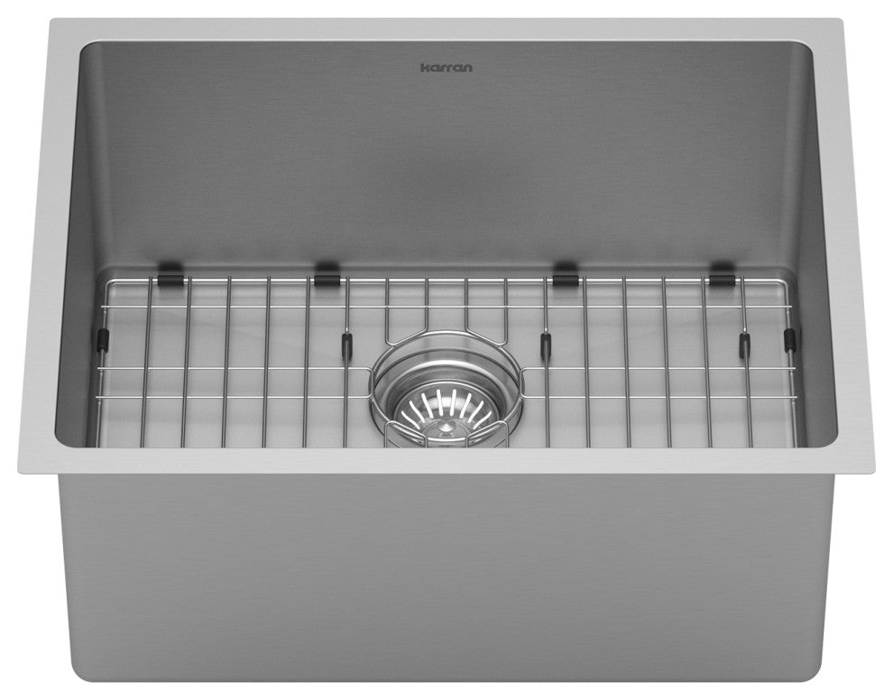 Karran 23" Undermount Single Bowl Stainless Steel Kitchen Sink Kit